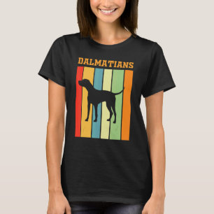 Dalmatiërs schaduwsilhouet in retro kleuren t-shirt