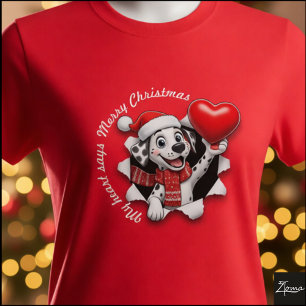 Dalmatiner Puppy Kerst Hart Sjaal Grafisch T-shirt