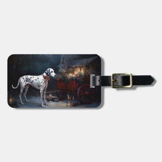 Dalmatiner Sneeuw Slede Kerst Decoratie Bagagelabel (Voorkant horizontaal)