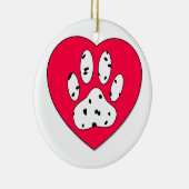 Dalmatinerpootafdruk in rood hart keramisch ornament (Rechts)
