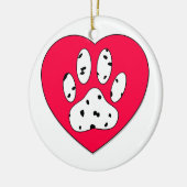 Dalmatinerpootafdruk in rood hart keramisch ornament (Links)