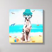 Dalmation Dog op Beach Canvas Afdruk (Voorkant)