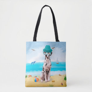 Dalmation Dog op Beach Draagtas