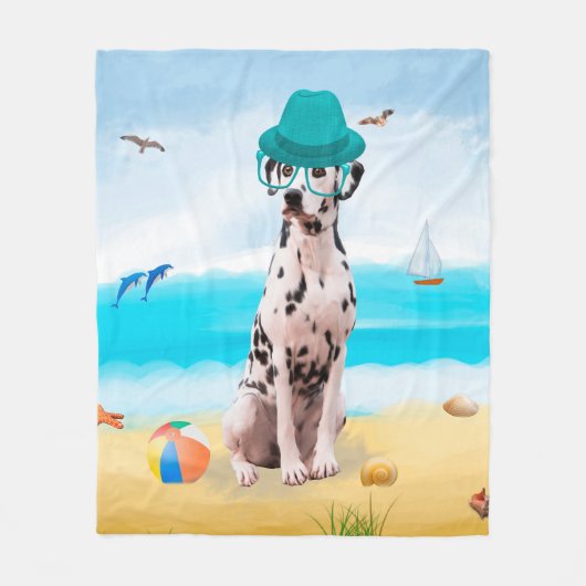 Dalmation Dog op Beach Fleece Deken (Voorkant)