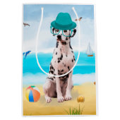 Dalmation Dog op Beach Medium Cadeauzakje (Voorkant)