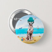 Dalmation Dog op Beach Ronde Button 5,7 Cm (Voorkant /achterkant)