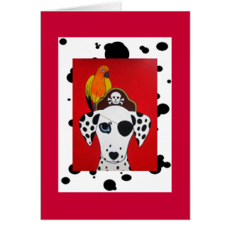 Dalmation Pirate Dog en Parrot Card