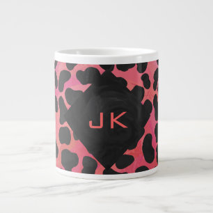 Dalmations Monogram Zwart en Rood Extra Grote Mok