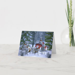 Dalmations Pull Père Noël Sleigh Carte de Noël