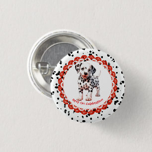 Dalmationsprint Geburtsdag Zwart en wit feest Ronde Button 3,2 Cm