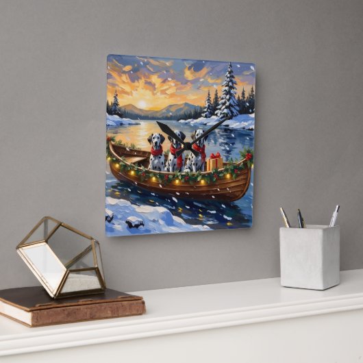 Dalmatisch Kerstbootfeest Vierkante Klok (Kantoor)