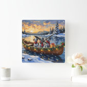 Dalmatisch Kerstbootfeest Vierkante Klok (Huis)