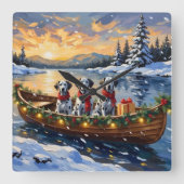Dalmatisch Kerstbootfeest Vierkante Klok (Voorkant)