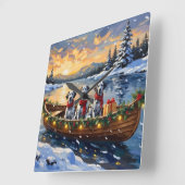 Dalmatisch Kerstbootfeest Vierkante Klok (Hoek)