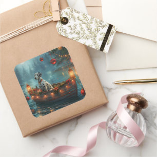 Dalmatisch Kerstfeest Reis Vierkante Sticker