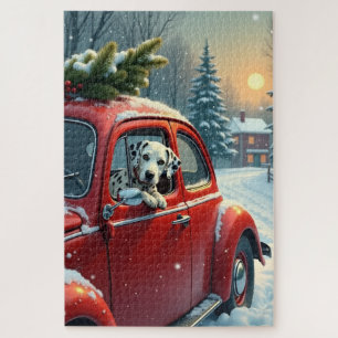 Dalmatische besneeuwde autorit Kerstschilderij Legpuzzel