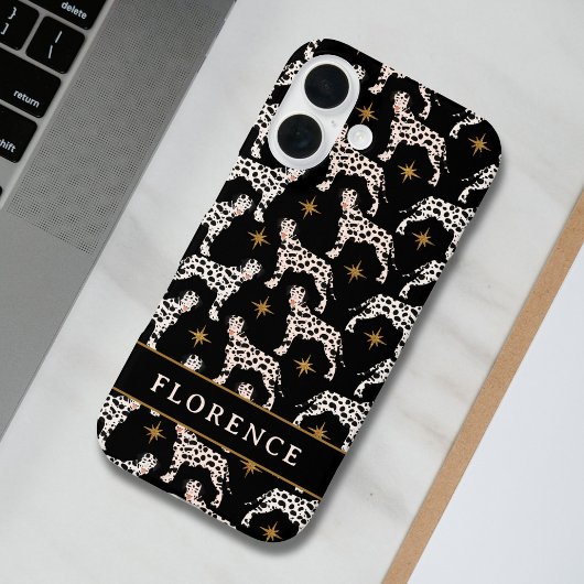 Dalmatische DogGold Stars Patroonnaam Case-Mate iPhone Case