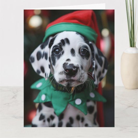 Dalmatische Elf Puppy Kerst Kaart (Voorkant)