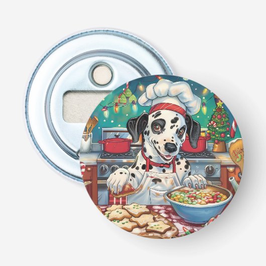 Dalmatische feestdagen bakken: feestelijke kerst button flesopener (Voorkant)