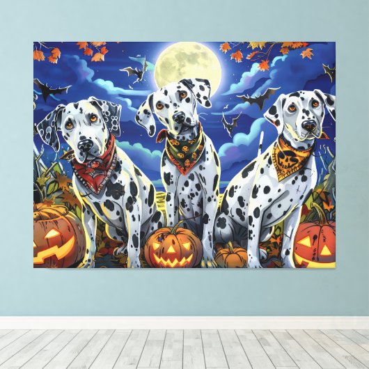 Dalmatische Halloween Spooky Canvas Afdruk (Insitu (Houten vloer))