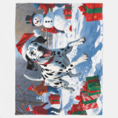 Dalmatische hardlopen in de sneeuw met kerst Pet Fleece Deken (Voorkant)