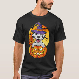 Dalmatische heks pompoen Halloween hond T-shirt