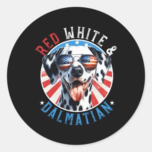 Dalmatische hond 4 juli Rood wit en Dal liefhebber Ronde Sticker (Voorkant)