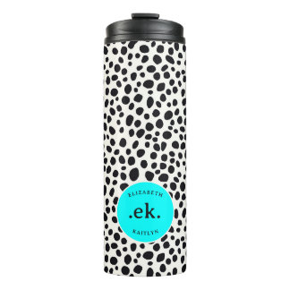 Dalmatische Hond Abstract Patroon Aqua Blue Monogr Thermosbeker