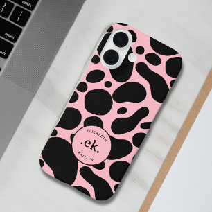 Dalmatische Hond Abstract Patroon Blush Roze Monog iPhone 16 Hoesje