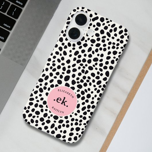 Dalmatische Hond Abstract Patroon Blush Roze Monog Case-Mate iPhone Case