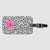 Dalmatische Hond Abstract Patroon Hot Pink Monogra Bagagelabel (Voorkant (horizontaal))