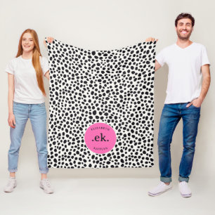 Dalmatische Hond Abstract Patroon Hot Pink Monogra Fleece Deken