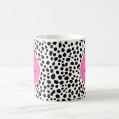 Dalmatische Hond Abstract Patroon Hot Pink Monogra Koffiemok (Center)