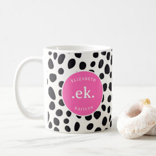 Dalmatische Hond Abstract Patroon Hot Pink Monogra Koffiemok