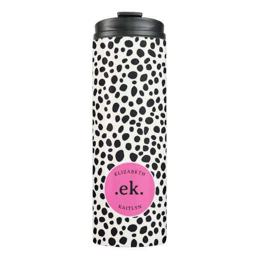 Dalmatische Hond Abstract Patroon Hot Pink Monogra Thermosbeker (Voorkant)