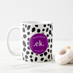 Dalmatische hond Abstract patroon Paarse monogram Koffiemok