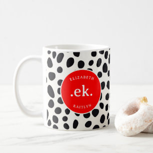 Dalmatische hond Abstract patroon roodMonogram Koffiemok