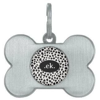 Dalmatische Hond Abstract Patroon Zwart Monogram Huisdieren Naamplaatje