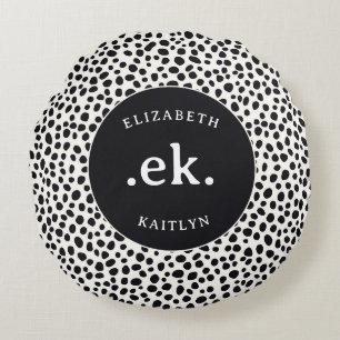 Dalmatische hond Abstract patroonmonogram Rond Kussen