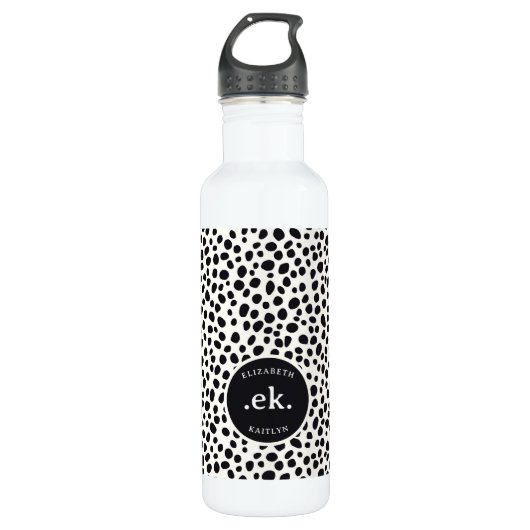 Dalmatische hond Abstract patroonmonogram Waterfles (Voorkant)