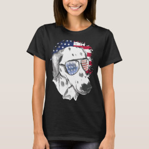 Dalmatische hond Amerikaanse vlag zonnebril Amerik T-shirt