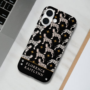 Dalmatische Hond Gouden Sterren Patroon Naam iPhone 16 Hoesje