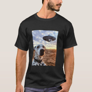 Dalmatische hond honden selfie met UFO's buitenaar T-shirt