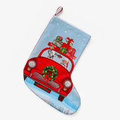 Dalmatische hond in auto met kerstman kleine kerstsok (Voorkant (Hangend))