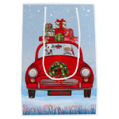 Dalmatische hond in auto met kerstman medium cadeauzakje (Achterkant)