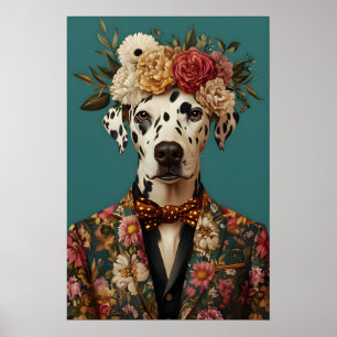 Dalmatische hond in pak poster, Dalmatische hond p Poster