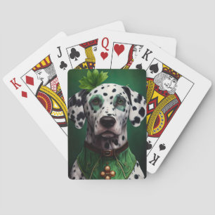 Dalmatische hond in St. Patrick's Day-jurk Pokerkaarten