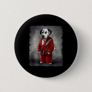 Dalmatische hond judo karate meester in rode judog ronde button 5,7 cm