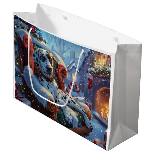 Dalmatische Hond Kerstfeest Groot Cadeauzakje (Voorkant Gekanteld)