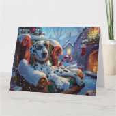Dalmatische Hond Kerstfeest Kaart (Voorkant)